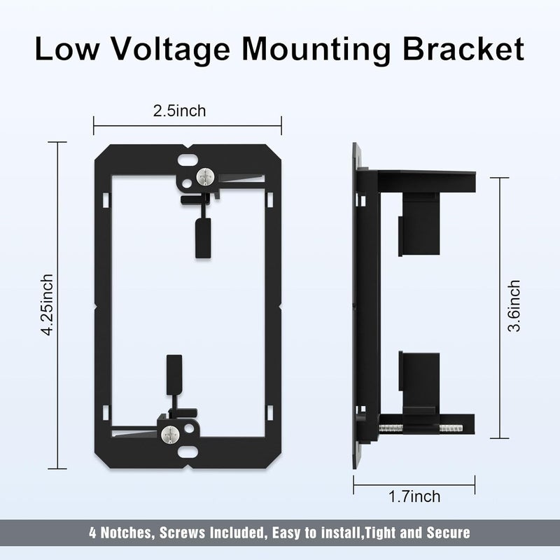 FGBB 10 Pack Brush Wall Plate with Low Voltage Mounting Bracket, Cable Pass Through Insert for Wires, Single Gang Cable Access Strap, Wall Socket for HDTV, Home Theater Systems - Black - Image 3